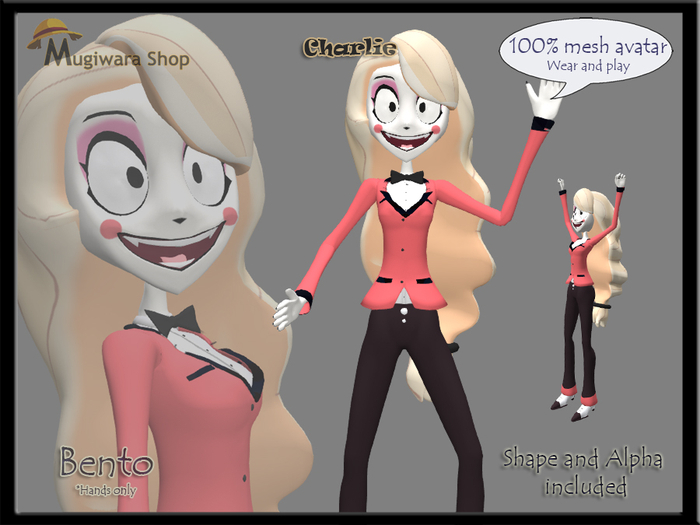 Second Life Marketplace Avatar Charlie Hazbin Hotel (100 mesh, Bento)
